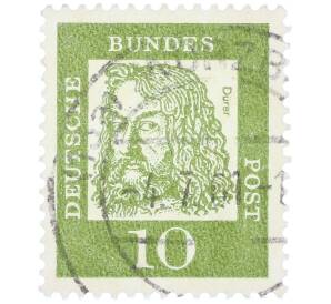 Почтовая марка 10 пфеннигов 1961 года Западная Германия (ФРГ) «Выдающиеся немцы — Альбрехт Дюрер»