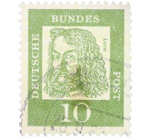 Почтовая марка 10 пфеннигов 1961 года Западная Германия (ФРГ) «Выдающиеся немцы — Альбрехт Дюрер»