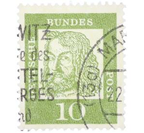 Почтовая марка 10 пфеннигов 1961 года Западная Германия (ФРГ) «Выдающиеся немцы — Альбрехт Дюрер»