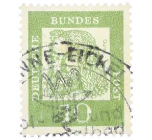 Почтовая марка 10 пфеннигов 1961 года Западная Германия (ФРГ) «Выдающиеся немцы — Альбрехт Дюрер»