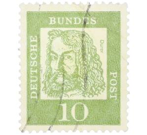 Почтовая марка 10 пфеннигов 1961 года Западная Германия (ФРГ) «Выдающиеся немцы — Альбрехт Дюрер»