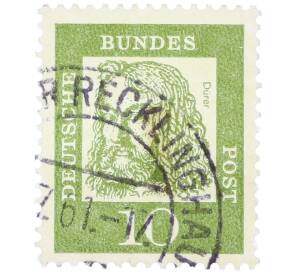 Почтовая марка 10 пфеннигов 1961 года Западная Германия (ФРГ) «Выдающиеся немцы — Альбрехт Дюрер»