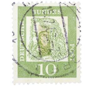 Почтовая марка 10 пфеннигов 1961 года Западная Германия (ФРГ) «Выдающиеся немцы — Альбрехт Дюрер»