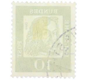 Почтовая марка 10 пфеннигов 1961 года Западная Германия (ФРГ) «Выдающиеся немцы — Альбрехт Дюрер»