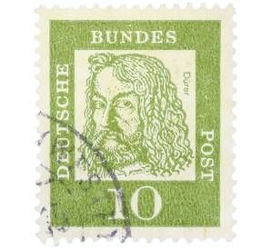 Почтовая марка 10 пфеннигов 1961 года Западная Германия (ФРГ) «Выдающиеся немцы — Альбрехт Дюрер»