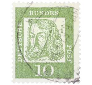 Почтовая марка 10 пфеннигов 1961 года Западная Германия (ФРГ) «Выдающиеся немцы — Альбрехт Дюрер»