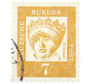 Почтовая марка 7 пфеннигов 1961 года Западная Германия (ФРГ) «Выдающиеся немцы — Елизавета Венгерская»