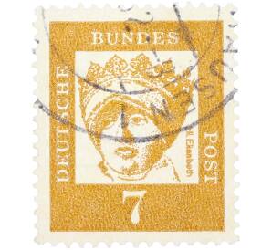 Почтовая марка 7 пфеннигов 1961 года Западная Германия (ФРГ) «Выдающиеся немцы — Елизавета Венгерская»