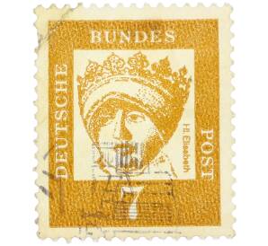 Почтовая марка 7 пфеннигов 1961 года Западная Германия (ФРГ) «Выдающиеся немцы — Елизавета Венгерская»