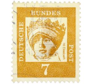 Почтовая марка 7 пфеннигов 1961 года Западная Германия (ФРГ) «Выдающиеся немцы — Елизавета Венгерская»