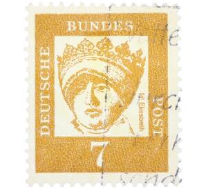 Почтовая марка 7 пфеннигов 1961 года Западная Германия (ФРГ) «Выдающиеся немцы — Елизавета Венгерская»