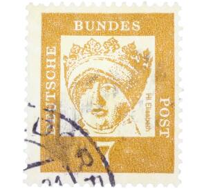 Почтовая марка 7 пфеннигов 1961 года Западная Германия (ФРГ) «Выдающиеся немцы — Елизавета Венгерская»