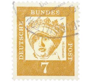 Почтовая марка 7 пфеннигов 1961 года Западная Германия (ФРГ) «Выдающиеся немцы — Елизавета Венгерская»