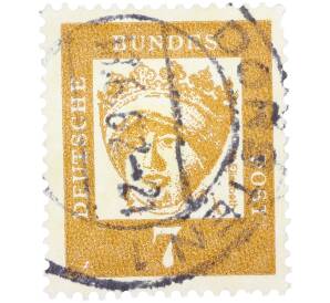 Почтовая марка 7 пфеннигов 1961 года Западная Германия (ФРГ) «Выдающиеся немцы — Елизавета Венгерская»