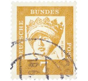 Почтовая марка 7 пфеннигов 1961 года Западная Германия (ФРГ) «Выдающиеся немцы — Елизавета Венгерская»