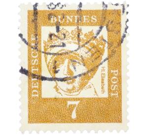 Почтовая марка 7 пфеннигов 1961 года Западная Германия (ФРГ) «Выдающиеся немцы — Елизавета Венгерская»