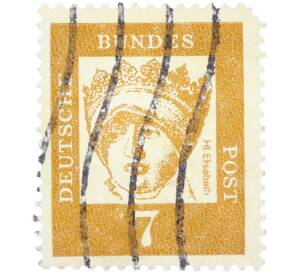 Почтовая марка 7 пфеннигов 1961 года Западная Германия (ФРГ) «Выдающиеся немцы — Елизавета Венгерская»