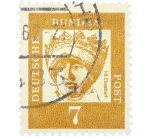 Почтовая марка 7 пфеннигов 1961 года Западная Германия (ФРГ) «Выдающиеся немцы — Елизавета Венгерская»