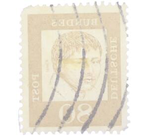 Почтовая марка 80 пфеннигов 1961 года Западная Германия (ФРГ) «Выдающиеся немцы — Генрих фон Клейст»