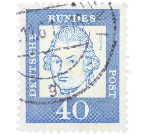 Почтовая марка 40 пфеннигов 1961 года Западная Германия (ФРГ) «Выдающиеся немцы — Готхольд Эфраим Лессинг»