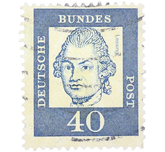 Почтовая марка 40 пфеннигов 1961 года Западная Германия (ФРГ) «Выдающиеся немцы — Готхольд Эфраим Лессинг» (Артикул: T11-36603) — Фото №1