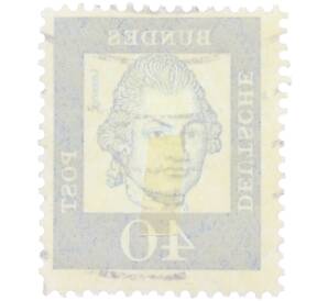 Почтовая марка 40 пфеннигов 1961 года Западная Германия (ФРГ) «Выдающиеся немцы — Готхольд Эфраим Лессинг»