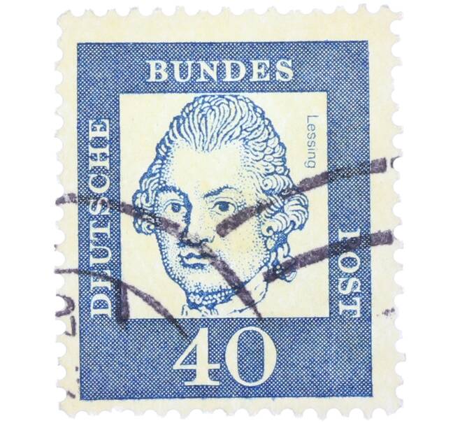 Почтовая марка 40 пфеннигов 1961 года Западная Германия (ФРГ) «Выдающиеся немцы — Готхольд Эфраим Лессинг» (Артикул: T11-36605) — Фото №1