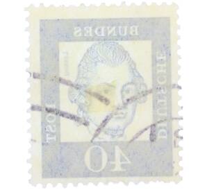 Почтовая марка 40 пфеннигов 1961 года Западная Германия (ФРГ) «Выдающиеся немцы — Готхольд Эфраим Лессинг»