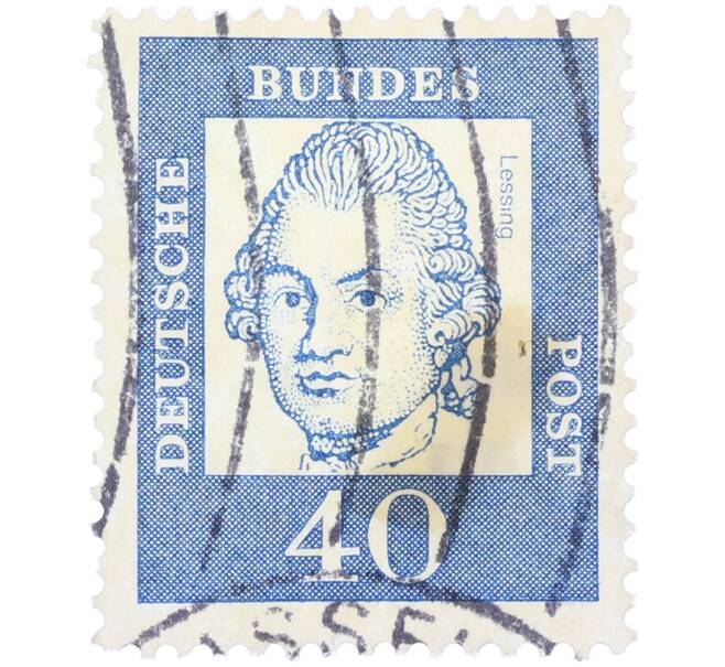 Почтовая марка 40 пфеннигов 1961 года Западная Германия (ФРГ) «Выдающиеся немцы — Готхольд Эфраим Лессинг» (Артикул: T11-36606) — Фото №1