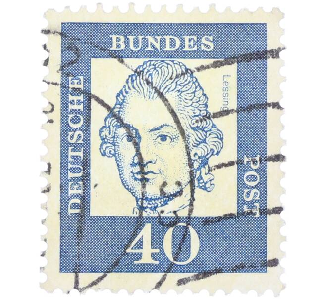 Почтовая марка 40 пфеннигов 1961 года Западная Германия (ФРГ) «Выдающиеся немцы — Готхольд Эфраим Лессинг» (Артикул: T11-36608) — Фото №1