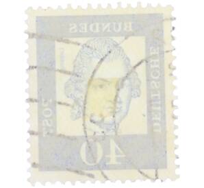 Почтовая марка 40 пфеннигов 1961 года Западная Германия (ФРГ) «Выдающиеся немцы — Готхольд Эфраим Лессинг»