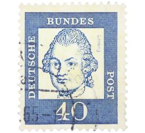 Почтовая марка 40 пфеннигов 1961 года Западная Германия (ФРГ) «Выдающиеся немцы — Готхольд Эфраим Лессинг»