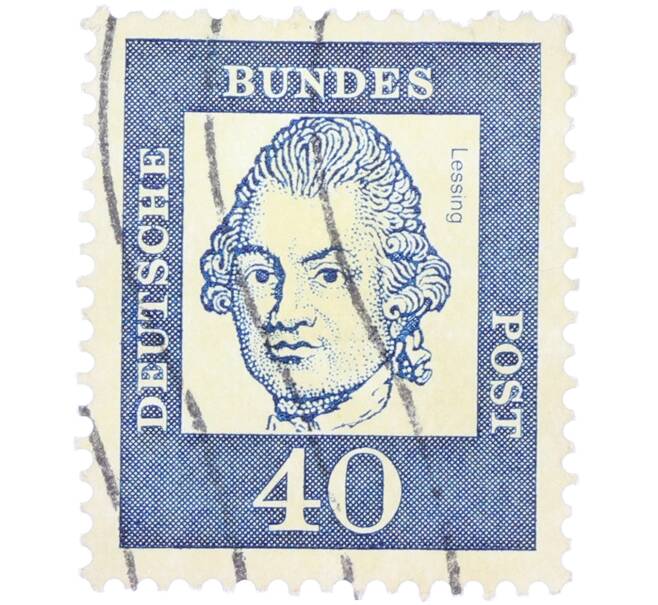 Почтовая марка 40 пфеннигов 1961 года Западная Германия (ФРГ) «Выдающиеся немцы — Готхольд Эфраим Лессинг» (Артикул: T11-36610) — Фото №1
