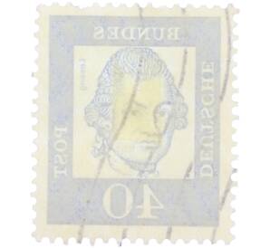 Почтовая марка 40 пфеннигов 1961 года Западная Германия (ФРГ) «Выдающиеся немцы — Готхольд Эфраим Лессинг»