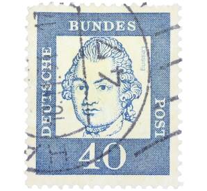 Почтовая марка 40 пфеннигов 1961 года Западная Германия (ФРГ) «Выдающиеся немцы — Готхольд Эфраим Лессинг»
