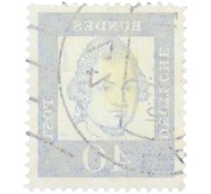 Почтовая марка 40 пфеннигов 1961 года Западная Германия (ФРГ) «Выдающиеся немцы — Готхольд Эфраим Лессинг»
