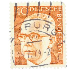 Почтовая марка 40 пфеннигов 1971 года Западная Германия (ФРГ) «Президент Густав Хайнеман» — Фото №1