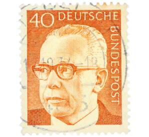 Почтовая марка 40 пфеннигов 1971 года Западная Германия (ФРГ) «Президент Густав Хайнеман» — Фото №1