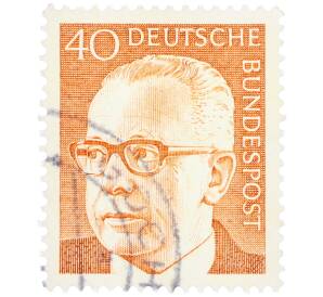 Почтовая марка 40 пфеннигов 1971 года Западная Германия (ФРГ) «Президент Густав Хайнеман» — Фото №1