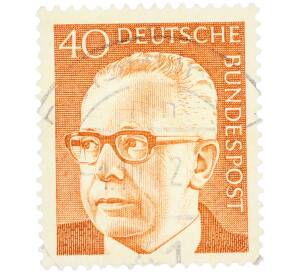 Почтовая марка 40 пфеннигов 1971 года Западная Германия (ФРГ) «Президент Густав Хайнеман» — Фото №1
