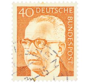 Почтовая марка 40 пфеннигов 1971 года Западная Германия (ФРГ) «Президент Густав Хайнеман» — Фото №1