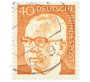 Почтовая марка 40 пфеннигов 1971 года Западная Германия (ФРГ) «Президент Густав Хайнеман» — Фото №1