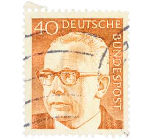 Почтовая марка 40 пфеннигов 1971 года Западная Германия (ФРГ) «Президент Густав Хайнеман» — Фото №1