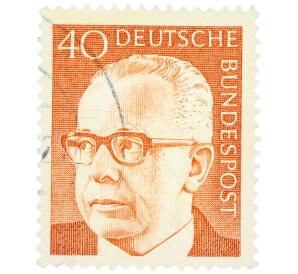 Почтовая марка 40 пфеннигов 1971 года Западная Германия (ФРГ) «Президент Густав Хайнеман» — Фото №1