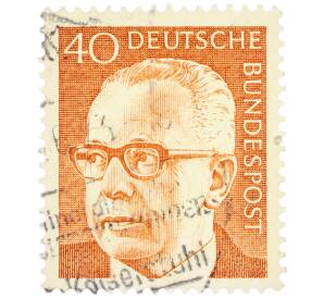 Почтовая марка 40 пфеннигов 1971 года Западная Германия (ФРГ) «Президент Густав Хайнеман» — Фото №1