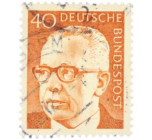 Почтовая марка 40 пфеннигов 1971 года Западная Германия (ФРГ) «Президент Густав Хайнеман» — Фото №1