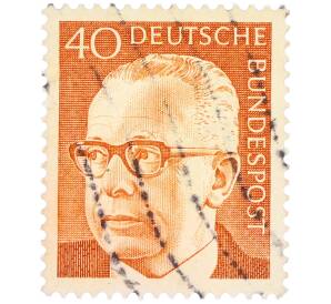 Почтовая марка 40 пфеннигов 1971 года Западная Германия (ФРГ) «Президент Густав Хайнеман» — Фото №1