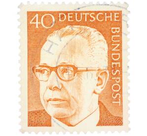 Почтовая марка 40 пфеннигов 1971 года Западная Германия (ФРГ) «Президент Густав Хайнеман» — Фото №1