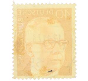 Почтовая марка 40 пфеннигов 1971 года Западная Германия (ФРГ) «Президент Густав Хайнеман» — Фото №2