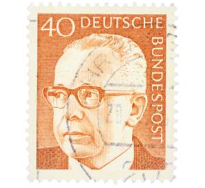 Почтовая марка 40 пфеннигов 1971 года Западная Германия (ФРГ) «Президент Густав Хайнеман» — Фото №1